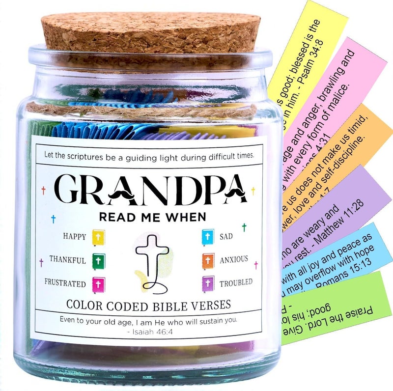 SOLMAYCO Bible Verse Jar for Grandpa – 92 Scriptures of Wisdom, Strength & Faith | Christian Easter Gift for Grandfather | Spiritual Encouragement Jar | Thoughtful Birthday or Easter Gift for Him - Image 1